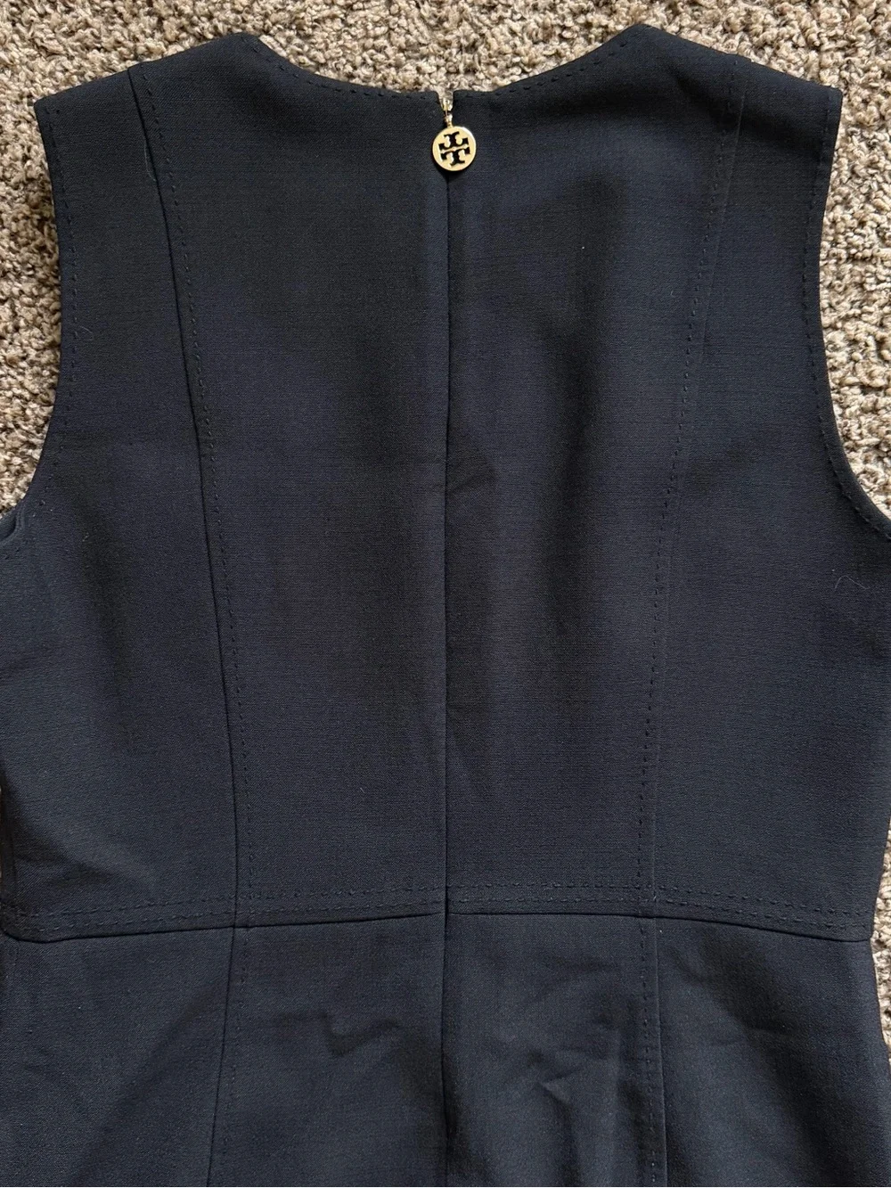 Tory Burch Petra Double Crepe Black Wool Blend Sleeveless Women Size 8
